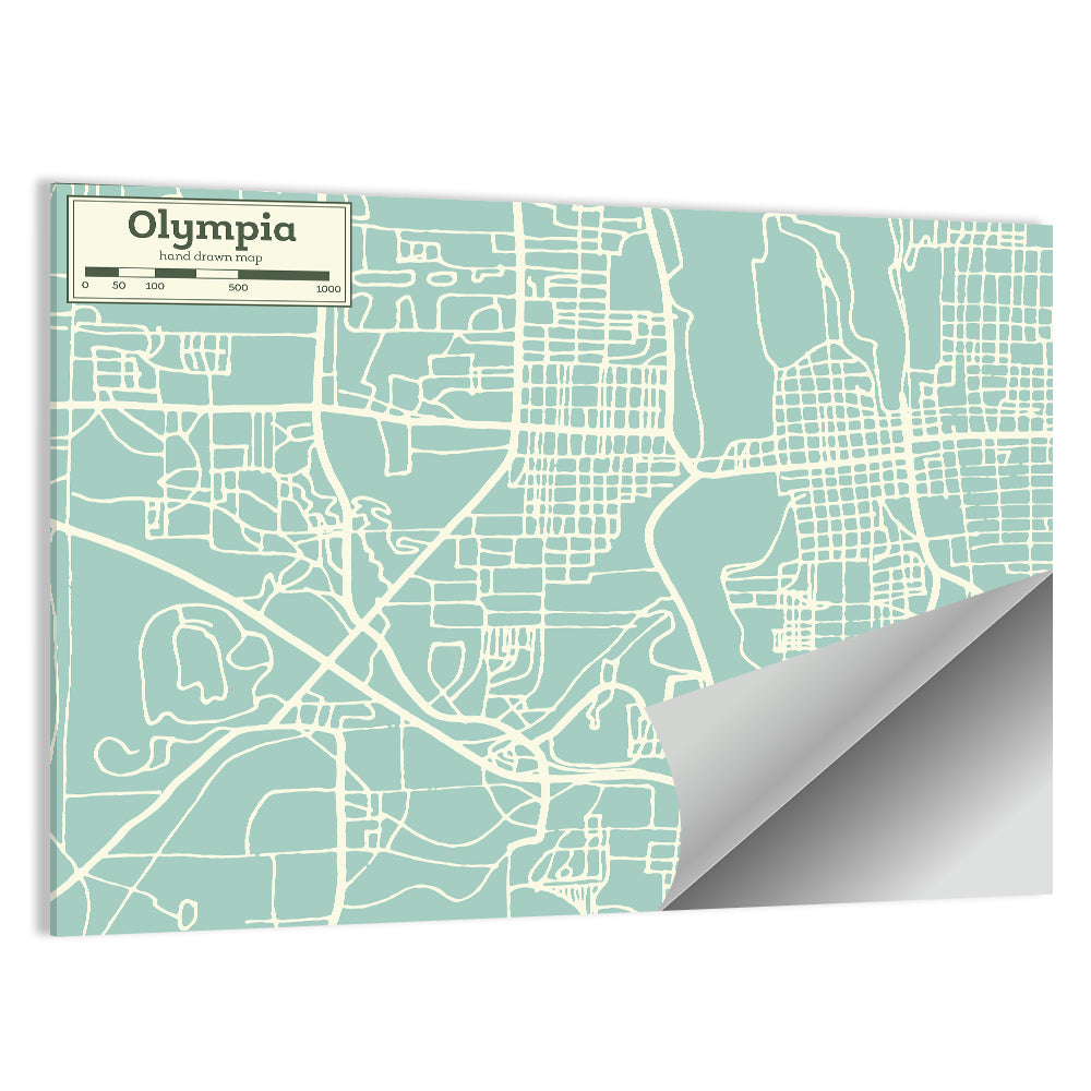 Olympia Street Network Map Wall Art