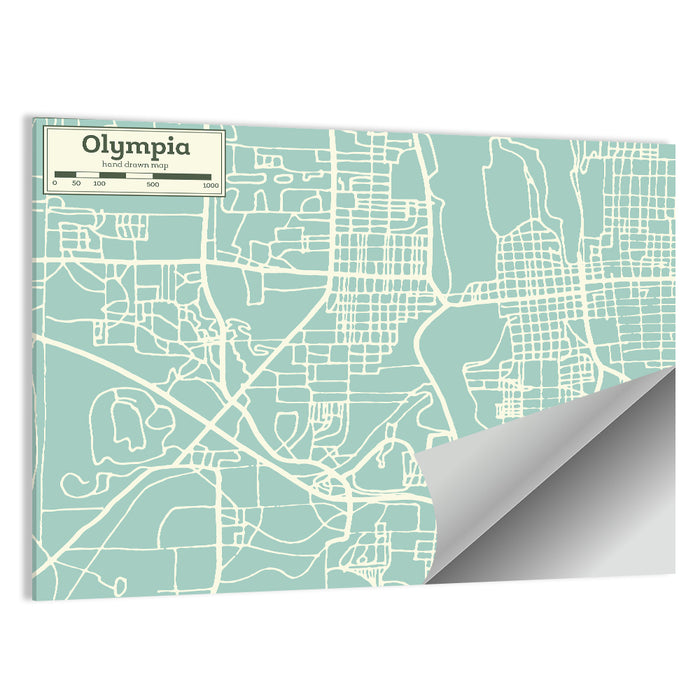 Olympia Street Network Map Wall Art as a poster print