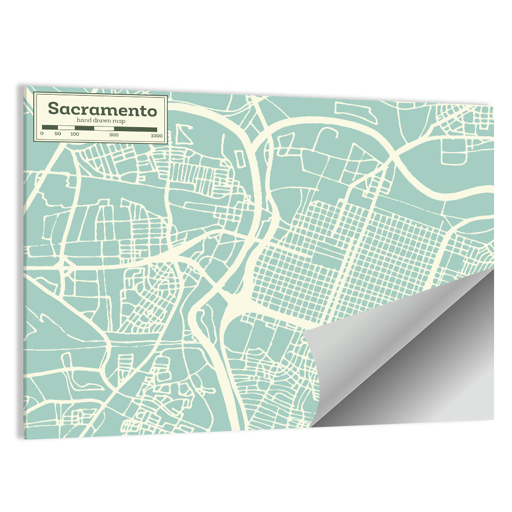 Sacramento River Map Wall Art