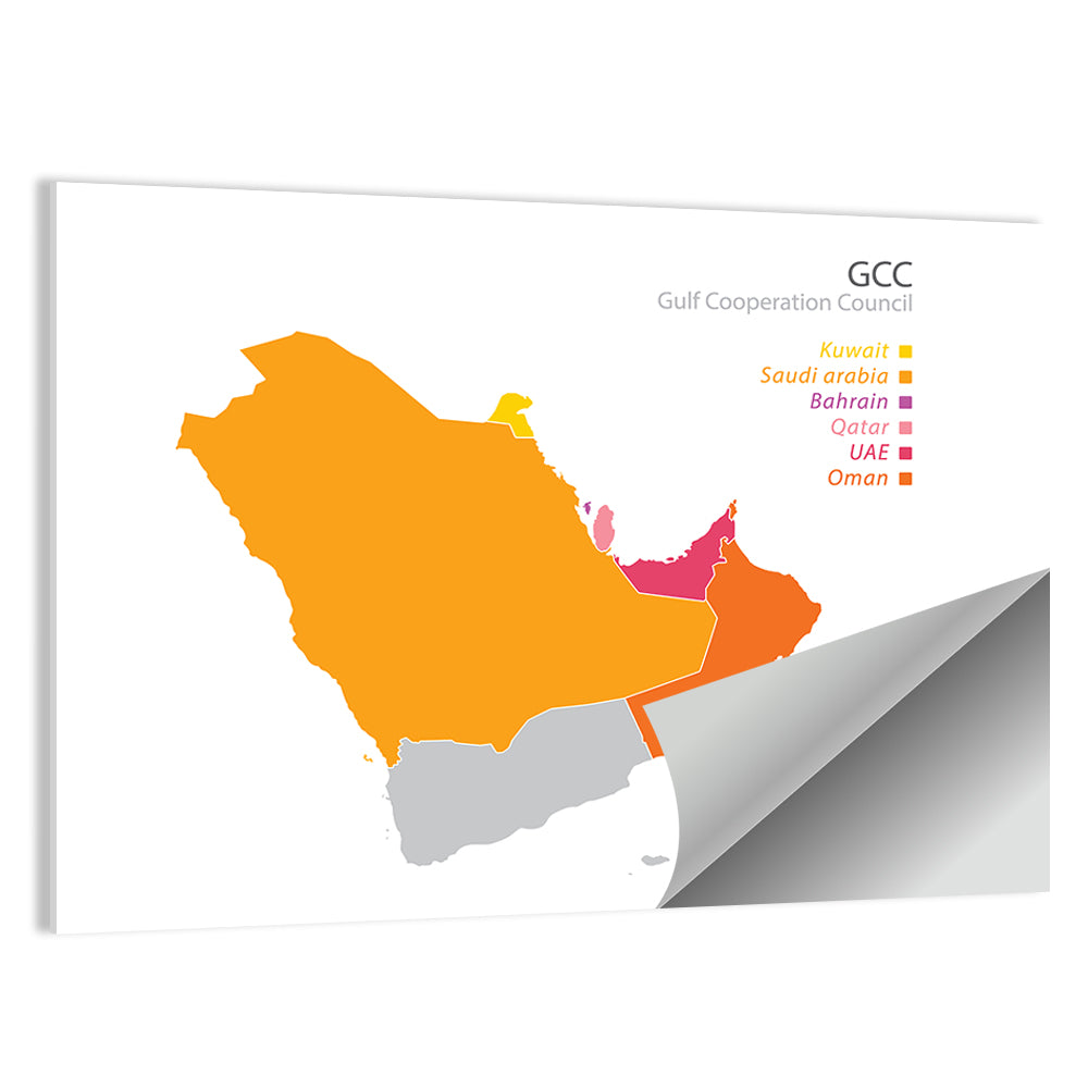 Gcc Countries Map Wall Art
