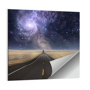 Galaxy Over Empty Road Wall Art