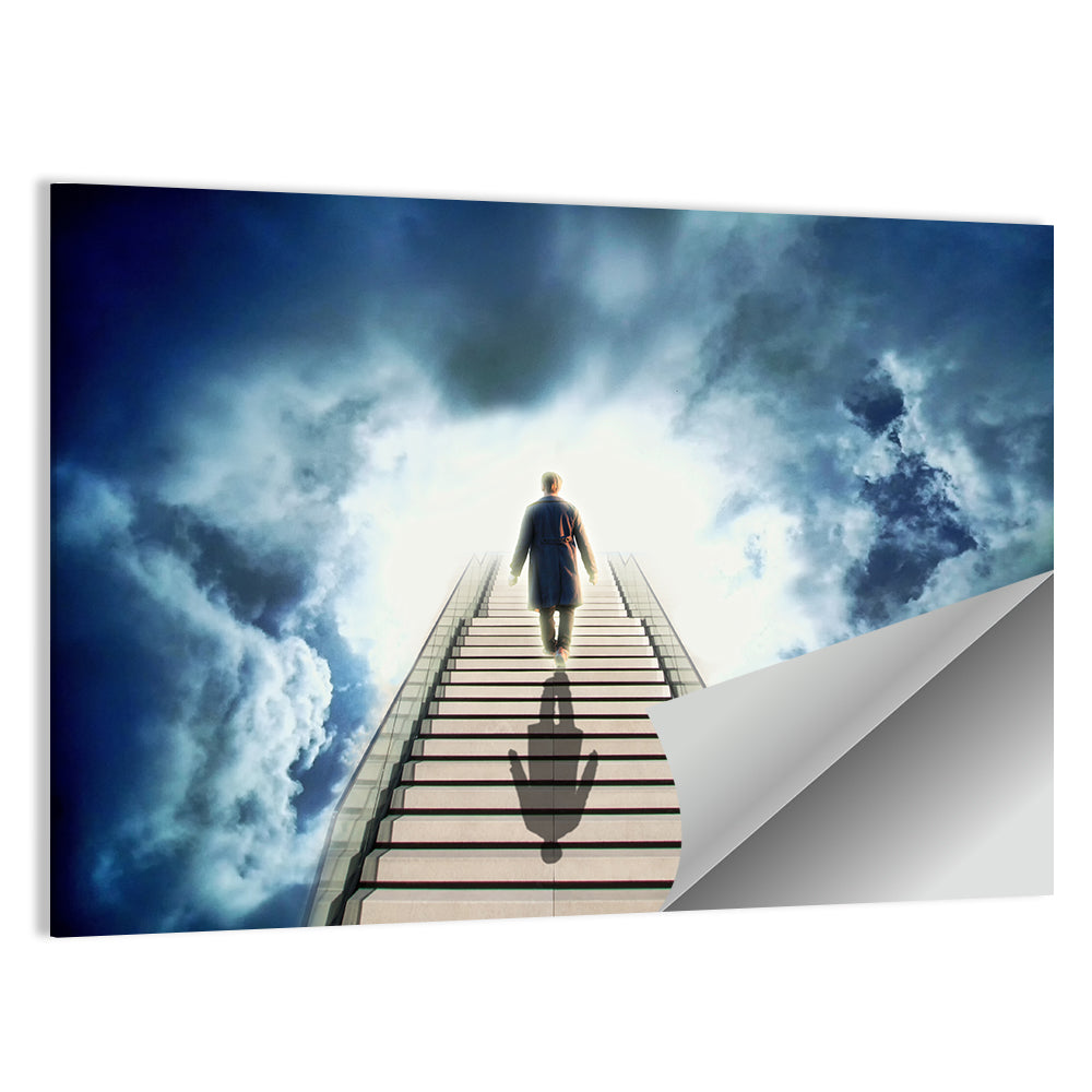 Man Ascending Toward Light Wall Art