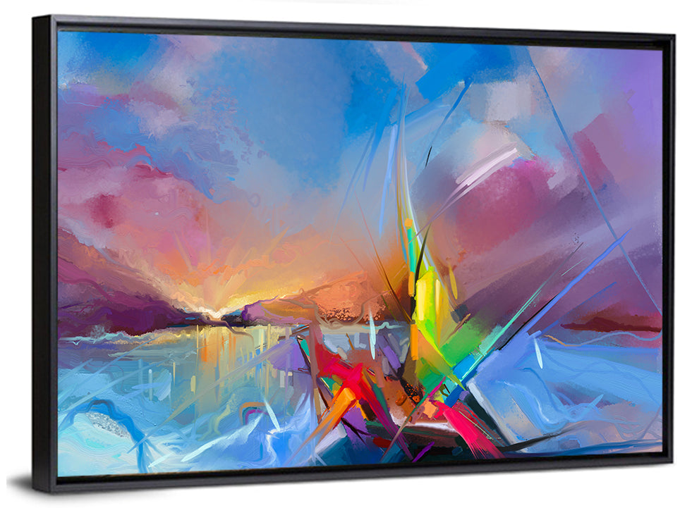 Radiant Sunset Sailboat Painting Wall Art