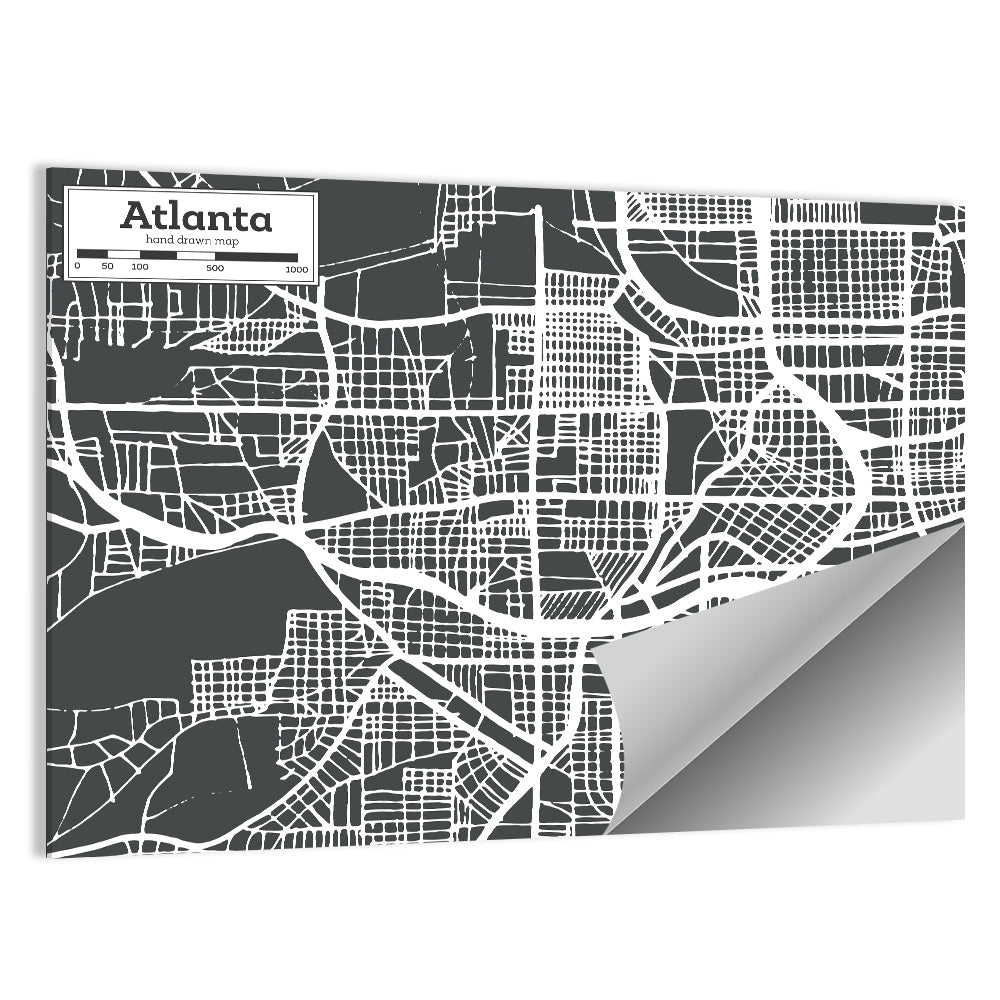 Atlanta Street Grid Map Wall Art