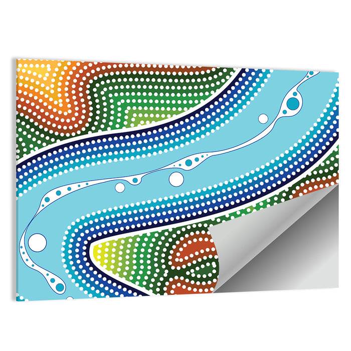 Aboriginal River Dot Wall Art as a poster print