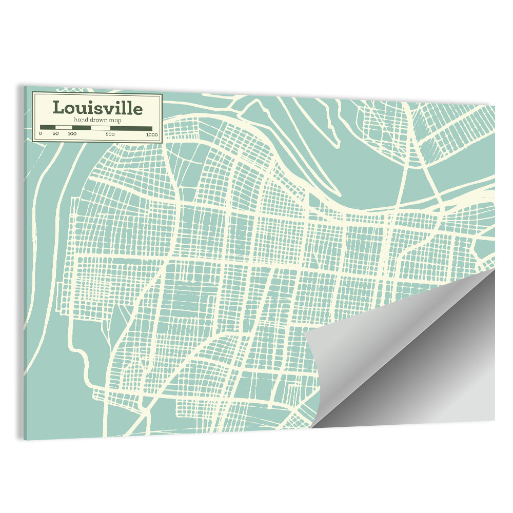 Louisville Kentucky Minimalist City Map Wall Art
