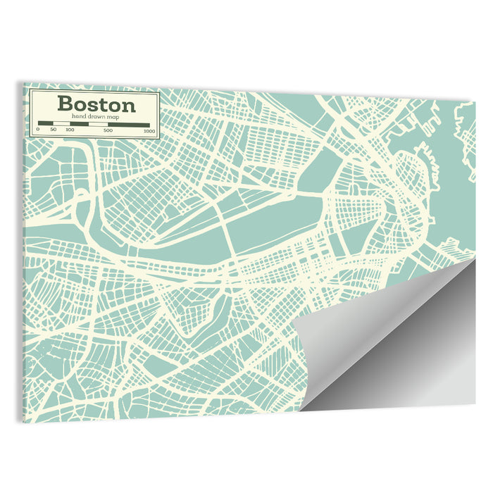 Boston Minimalist City Map Wall Art as a poster print