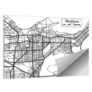 Madison City Map Wall Art