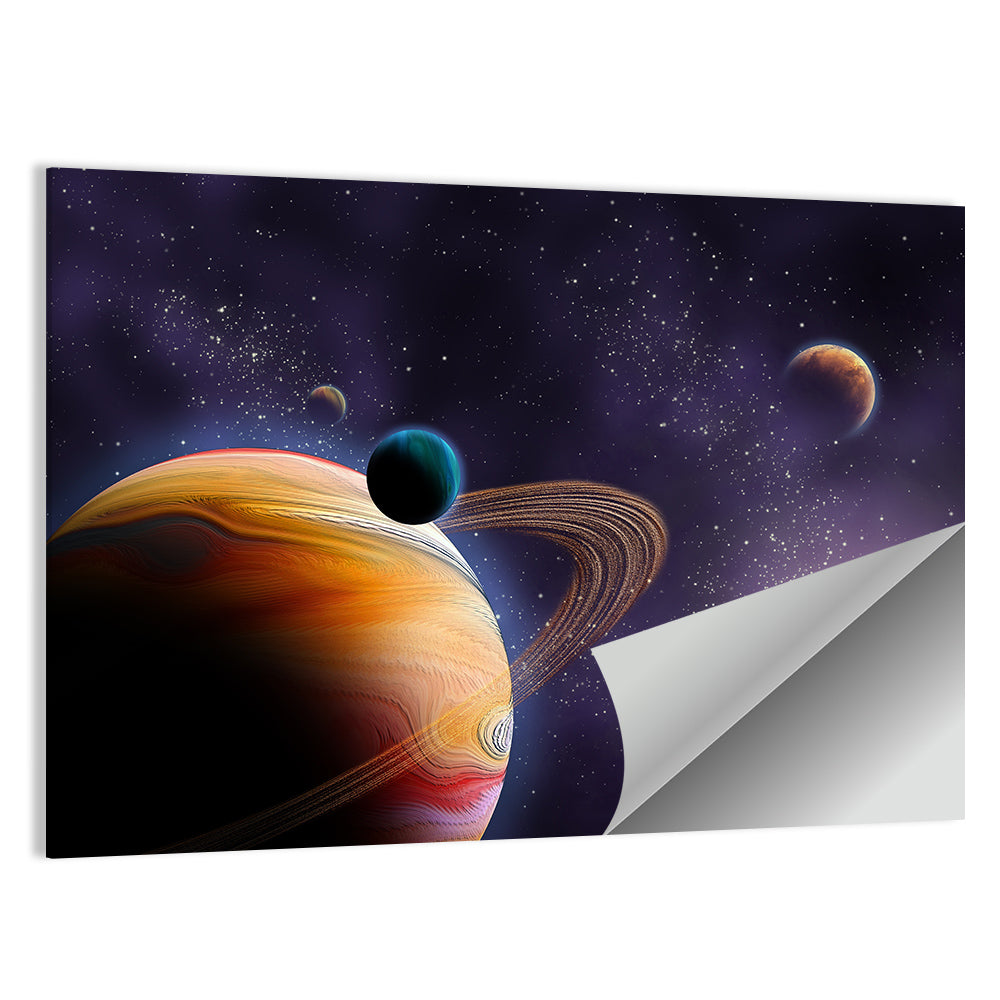 Ringed Planet in Deep Space Wall Art