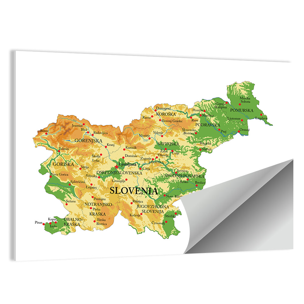 Slovenia Relief Map Wall Art