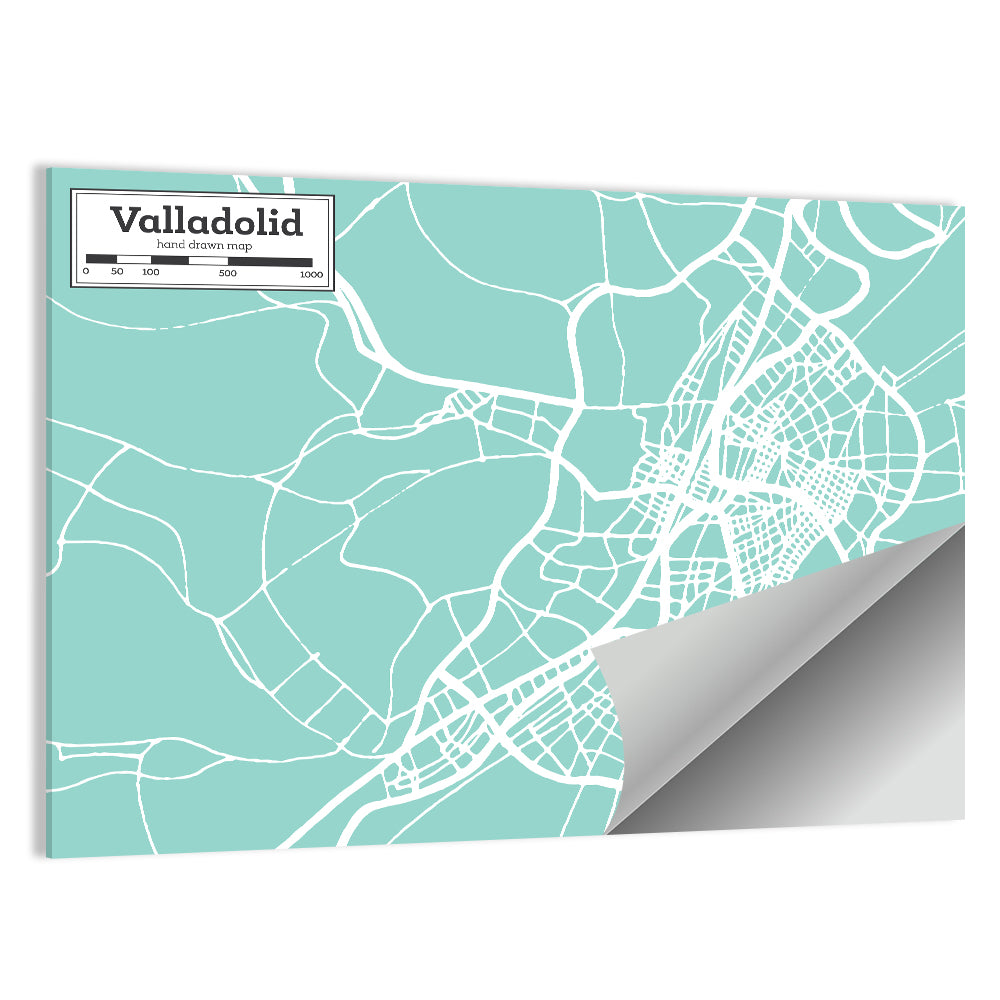 Valladolid Street Grid Map Wall Art