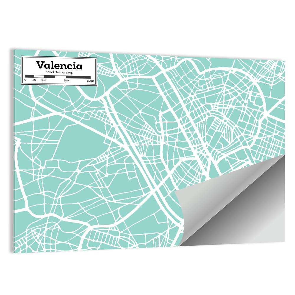 Valencia Street Grid Map Wall Art