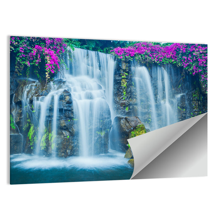 Hawaiian Blue Waterfall Scene Wall Art as a poster print