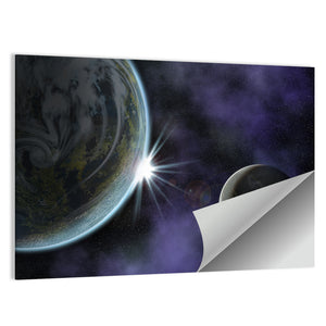 Space Sunrise Scene Wall Art