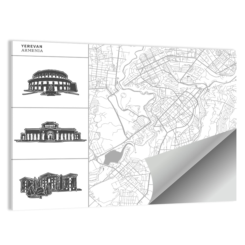 Yerevan City Map Diptych Wall Art