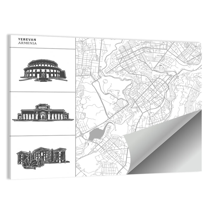 Yerevan City Map Diptych Wall Art as a poster print