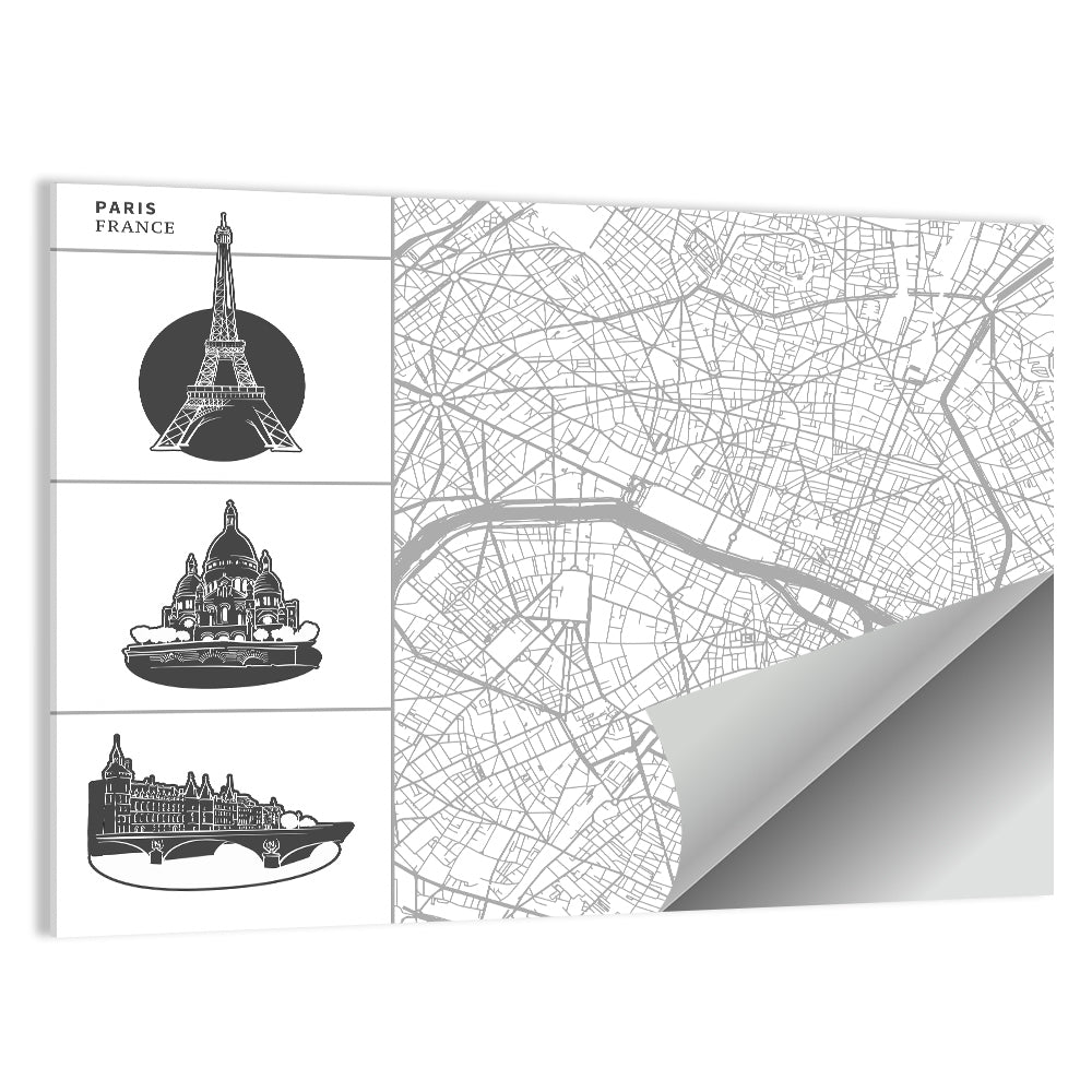 Paris Architectural Map Grid Wall Art