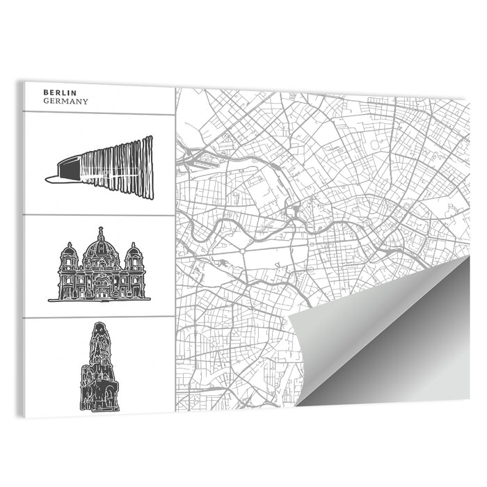 Berlin Map Line Wall Art as a poster print