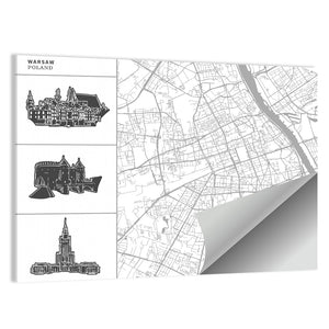 Warsaw City Map Wall Art