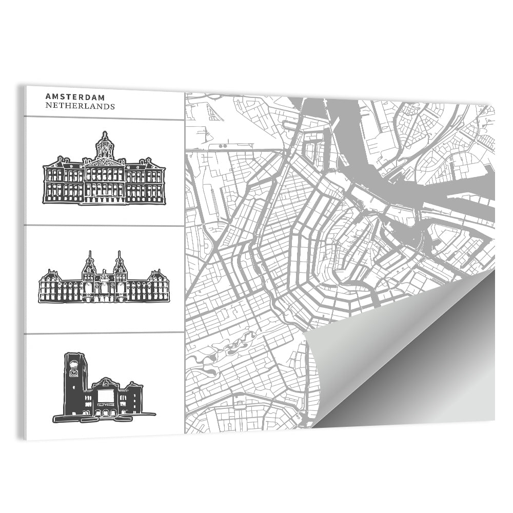 Amsterdam Map Line Wall Art