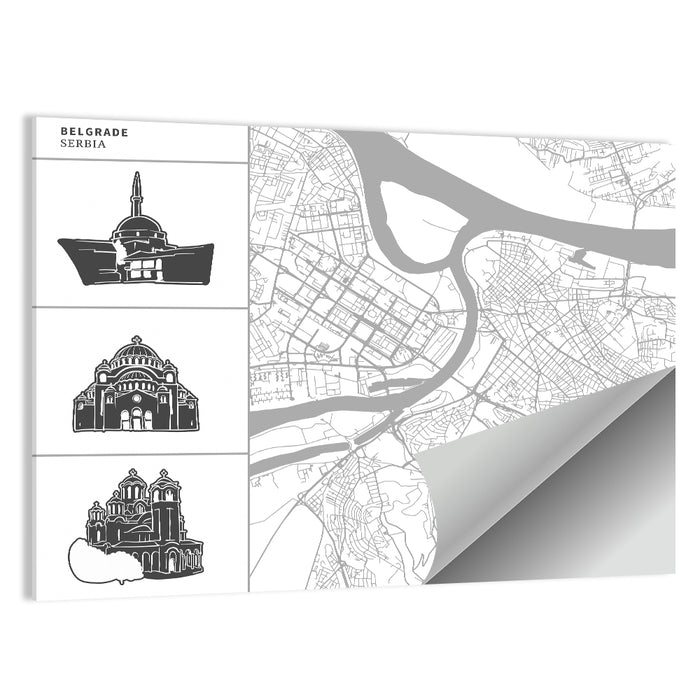 Belgrade Riverfront Map Wall Art as a poster print