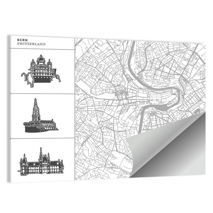 Bern Map and Skyline Wall Art as a poster print