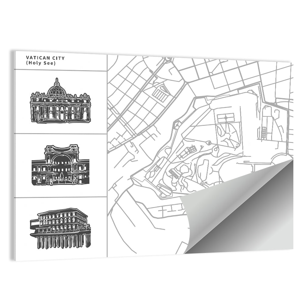 Vatican City Line Map Wall Art
