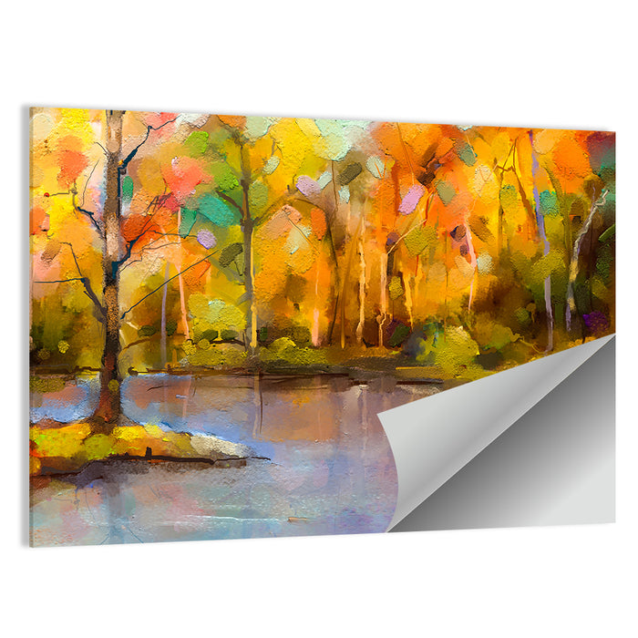 Golden Lake Island Tree Wall Art as a poster print