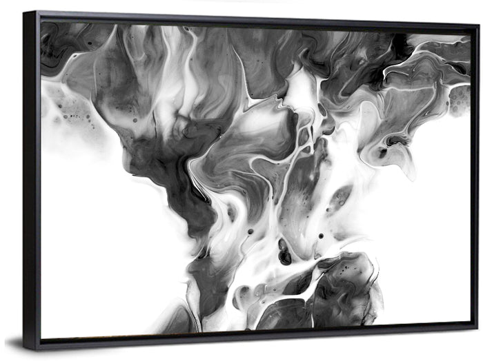Monochrome Ink Swirl Wall Art as a framed canvas