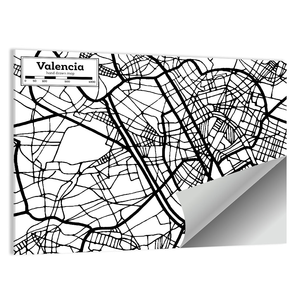 Valencia Street Network Map Wall Art