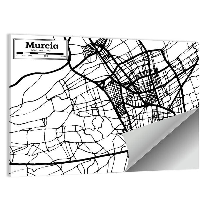Murcia Schematic Map Wall Art as a poster print