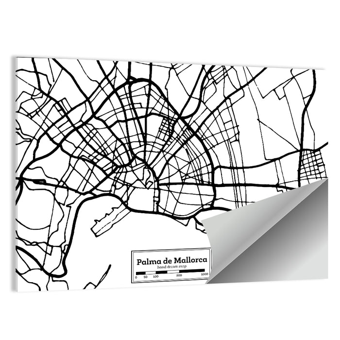 Minimalist Palma De Mallorca Map Wall Art as a poster print