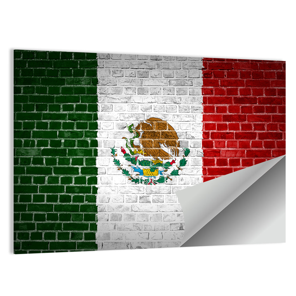 Weathered Mexico Flag with Coat of Arms Wall Art