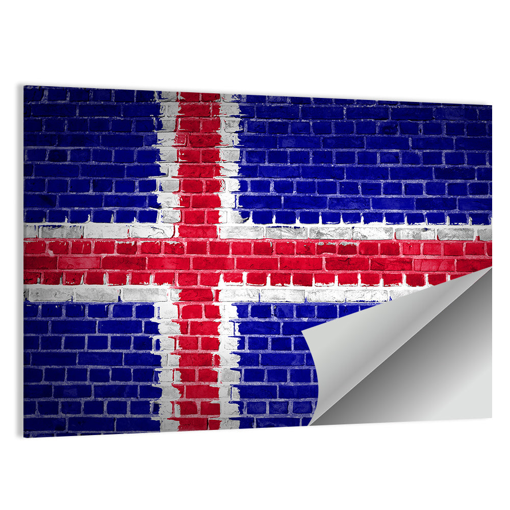 Iceland Flag on Brick Wall Art