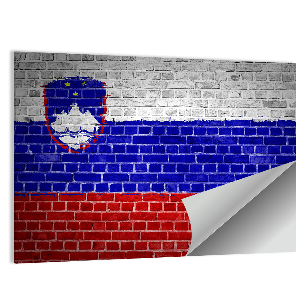 Slovenia Flag on Weathered Brick Wall Art