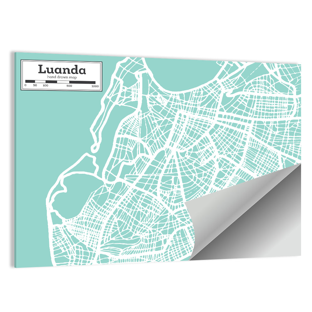 Luanda Hand-drawn City Map Wall Art