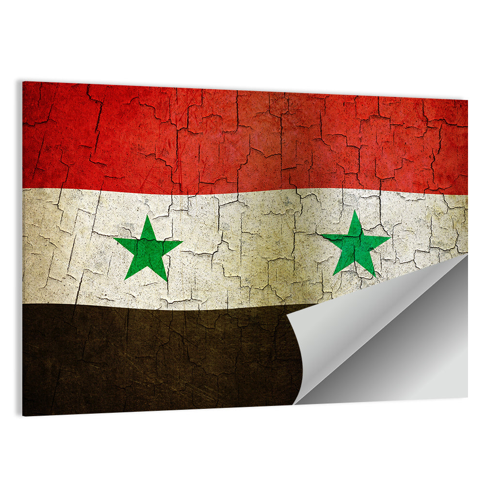 Syrian Flag Weathered Texture Wall Art