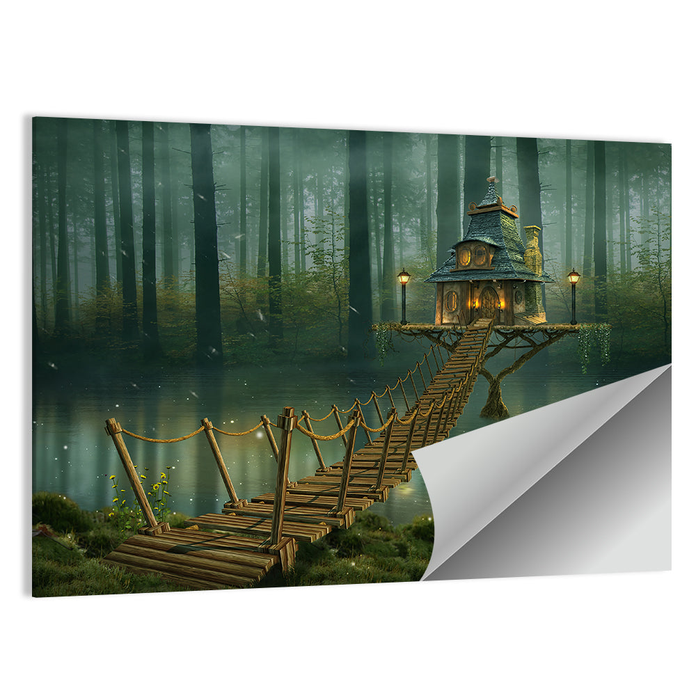 Rope Bridge to Misty Fairy House Wall Art