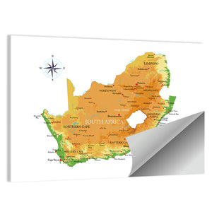 South Africa Physical Map Wall Art