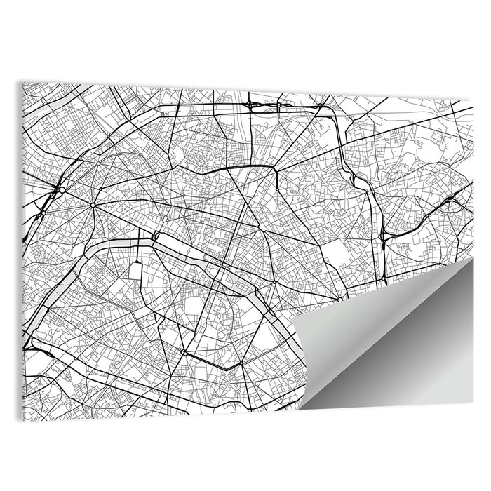Paris Street Grid Map Wall Art as a poster print