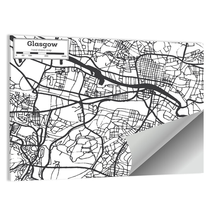 Glasgow City Map Wall Art as a poster print