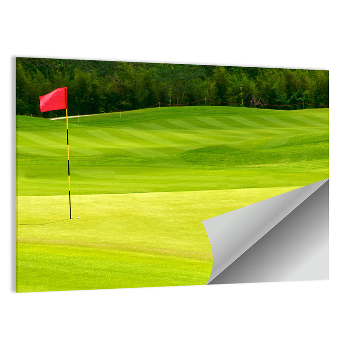 Red Golf Flag on the Green Wall Art as a poster print