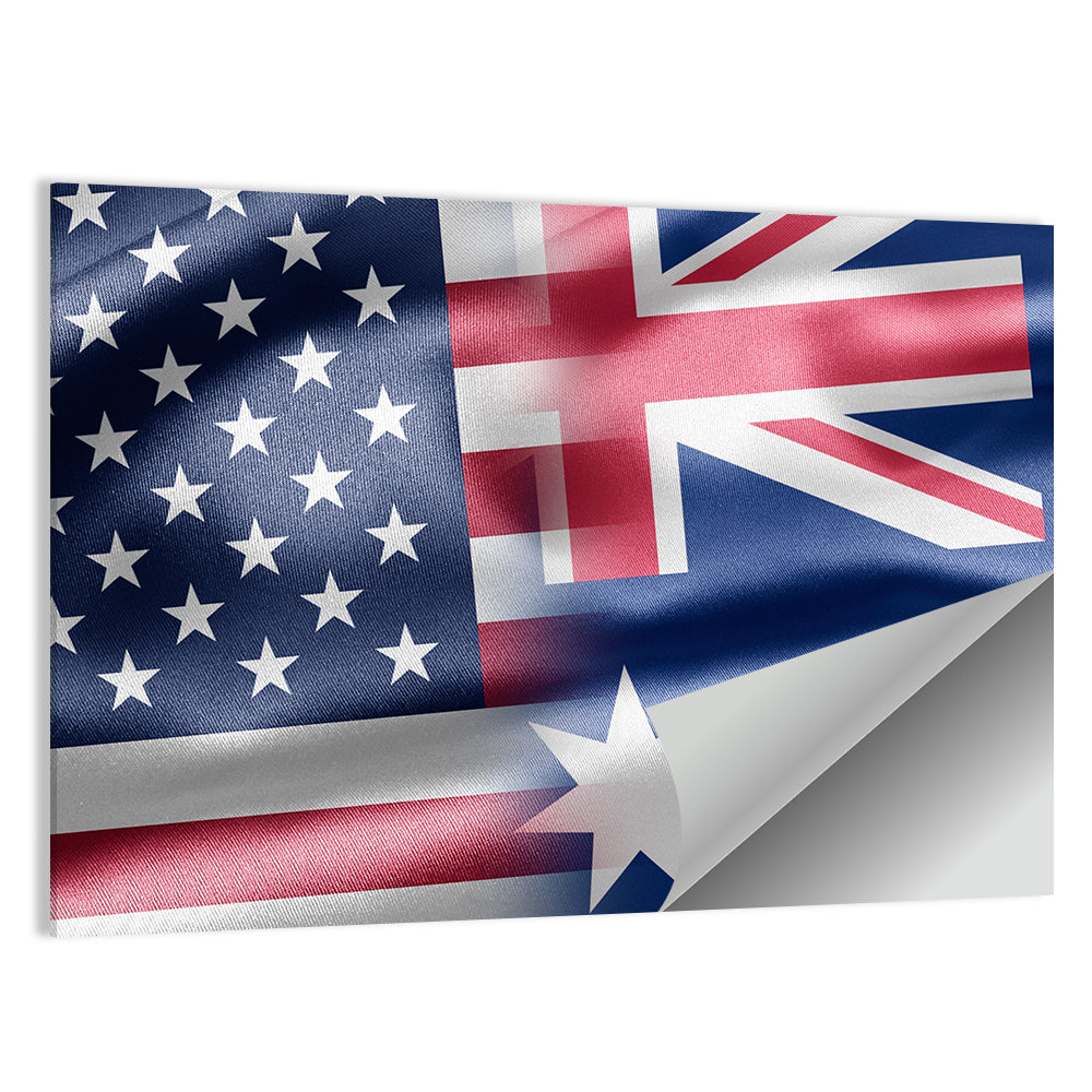 American and Australian Flag Composite Wall Art