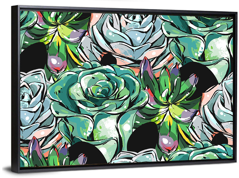Turquoise Succulent Collage Wall Art