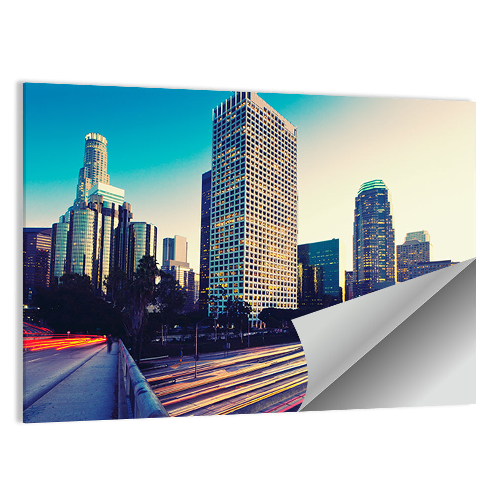 Los Angeles Night Skyline with U.s. Bank Tower Wall Art