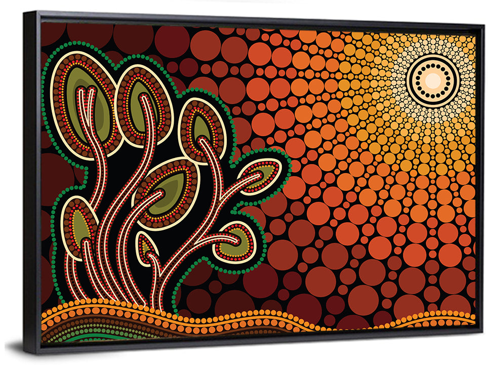 Pointillist Tree on Sunset Hill Wall Art