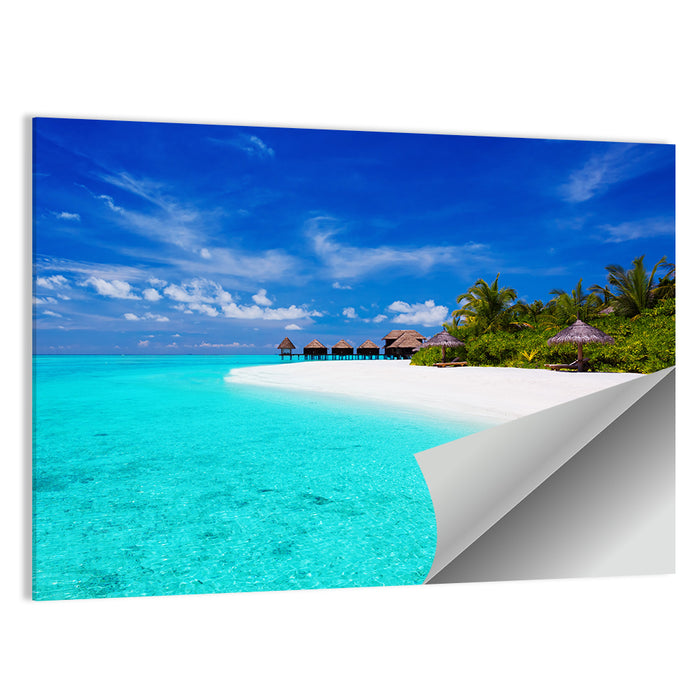 Turquoise Island with Water Bungalows Wall Art as a poster print