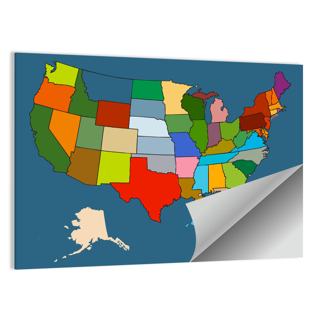 Color-blocked United States Map Wall Art
