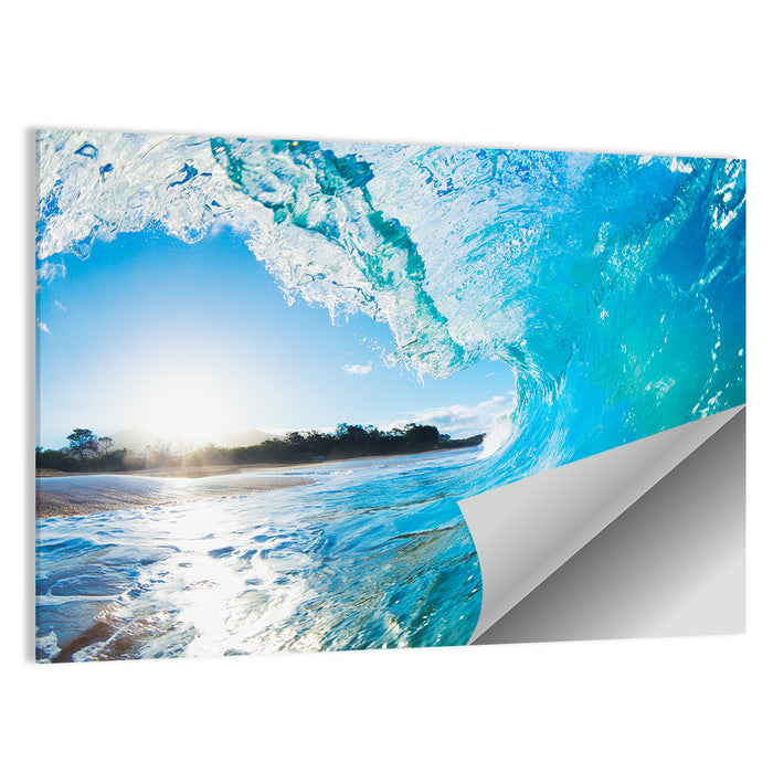 Inside a Breaking Blue Wave Wall Art as a poster print