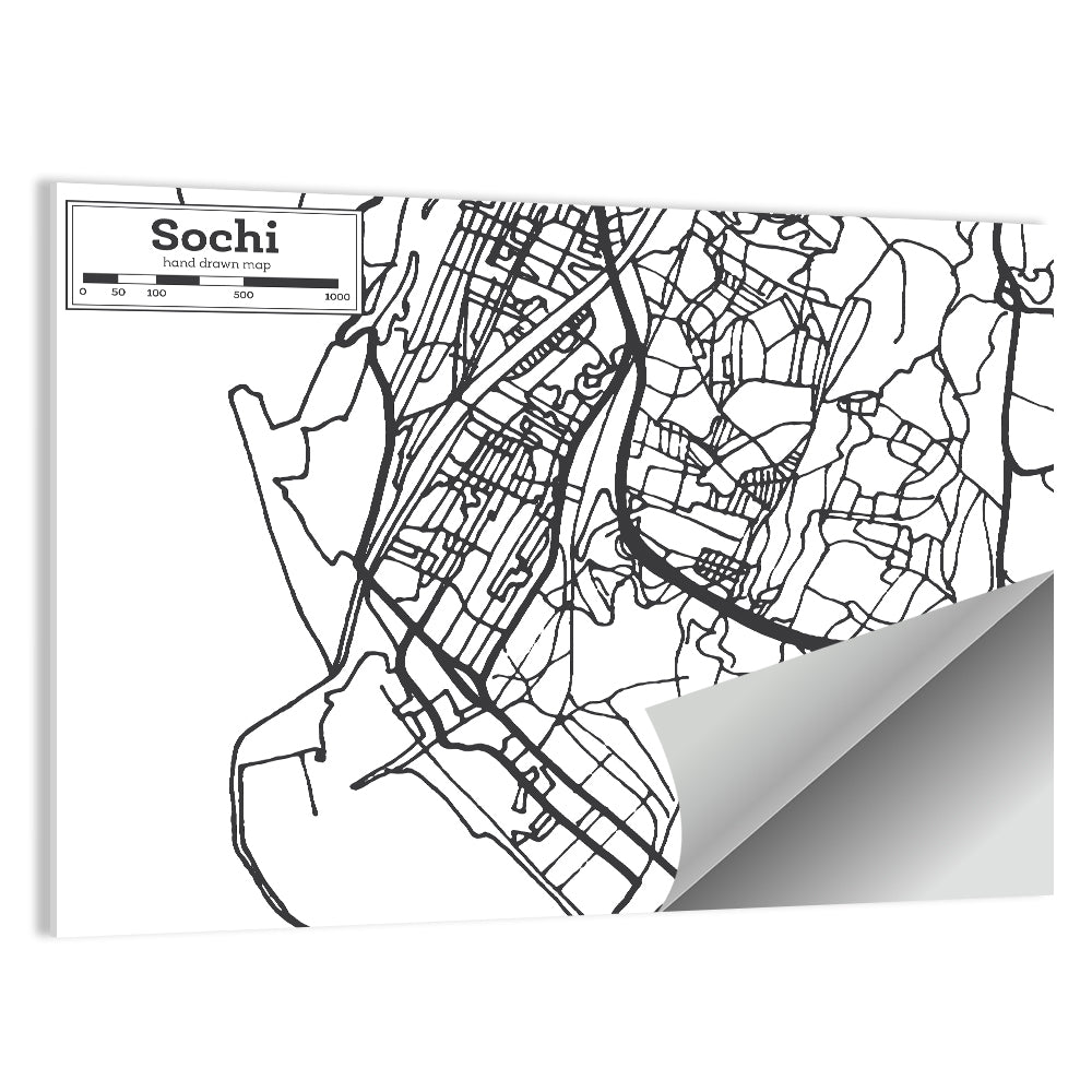 Sochi Street Grid Map Wall Art
